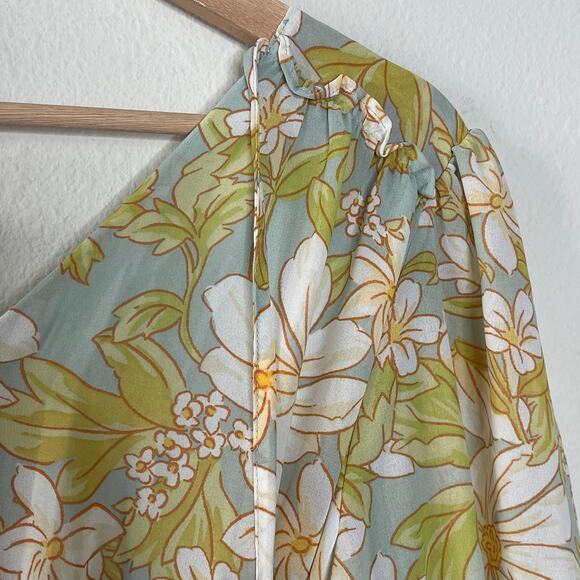 RACHEL PARCELL  FLORAL PRINT LONG SLEEVE CHIFFON MIDI DRESS SIZE M - Picture 8 of 11